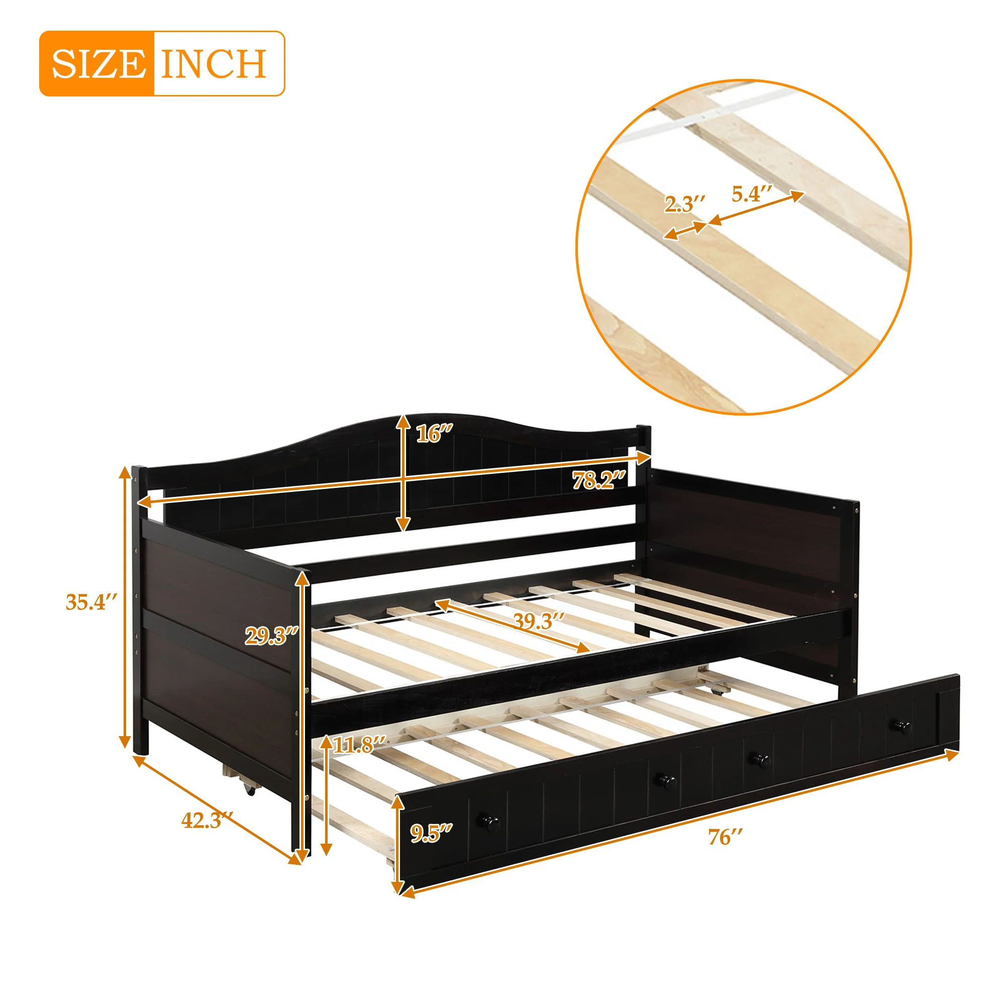 Wooden Daybed, Sofa Bed, No Box Spring Needed - Image 8