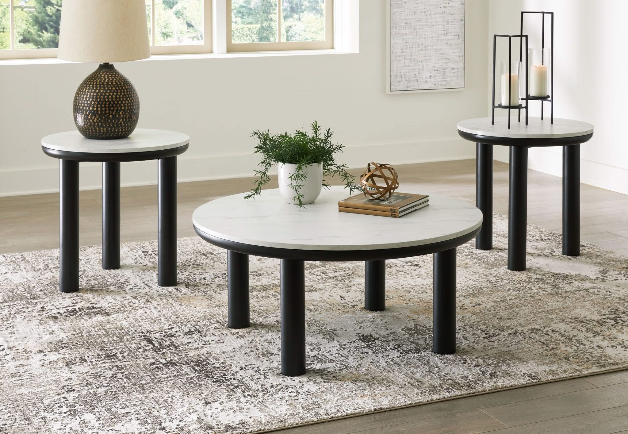 Xandrum - Occasional Table Set (Set of 3) - Black / White - Image 2