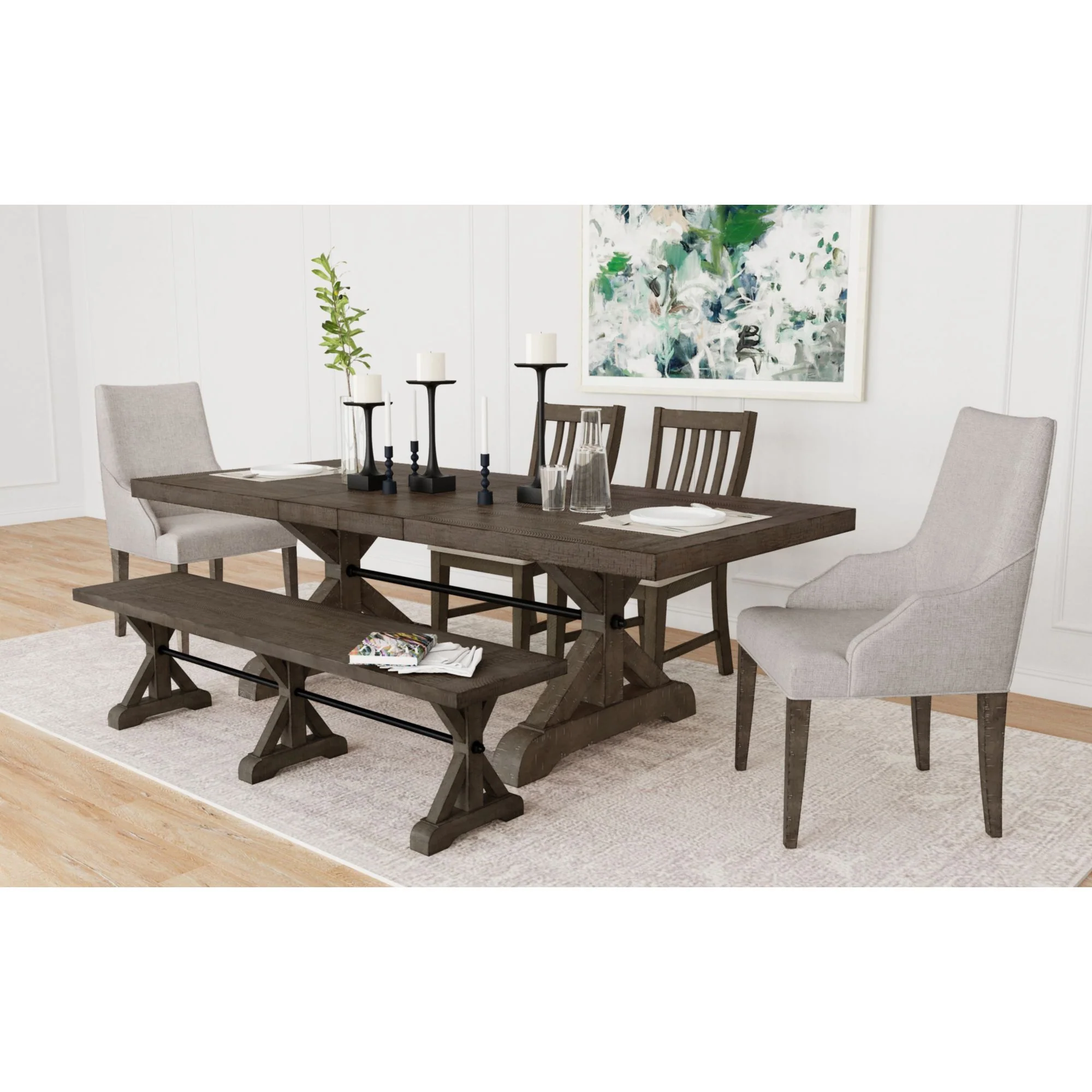 Yellowstone - Dining Table With 2X12" Leaves - Gray - Image 3