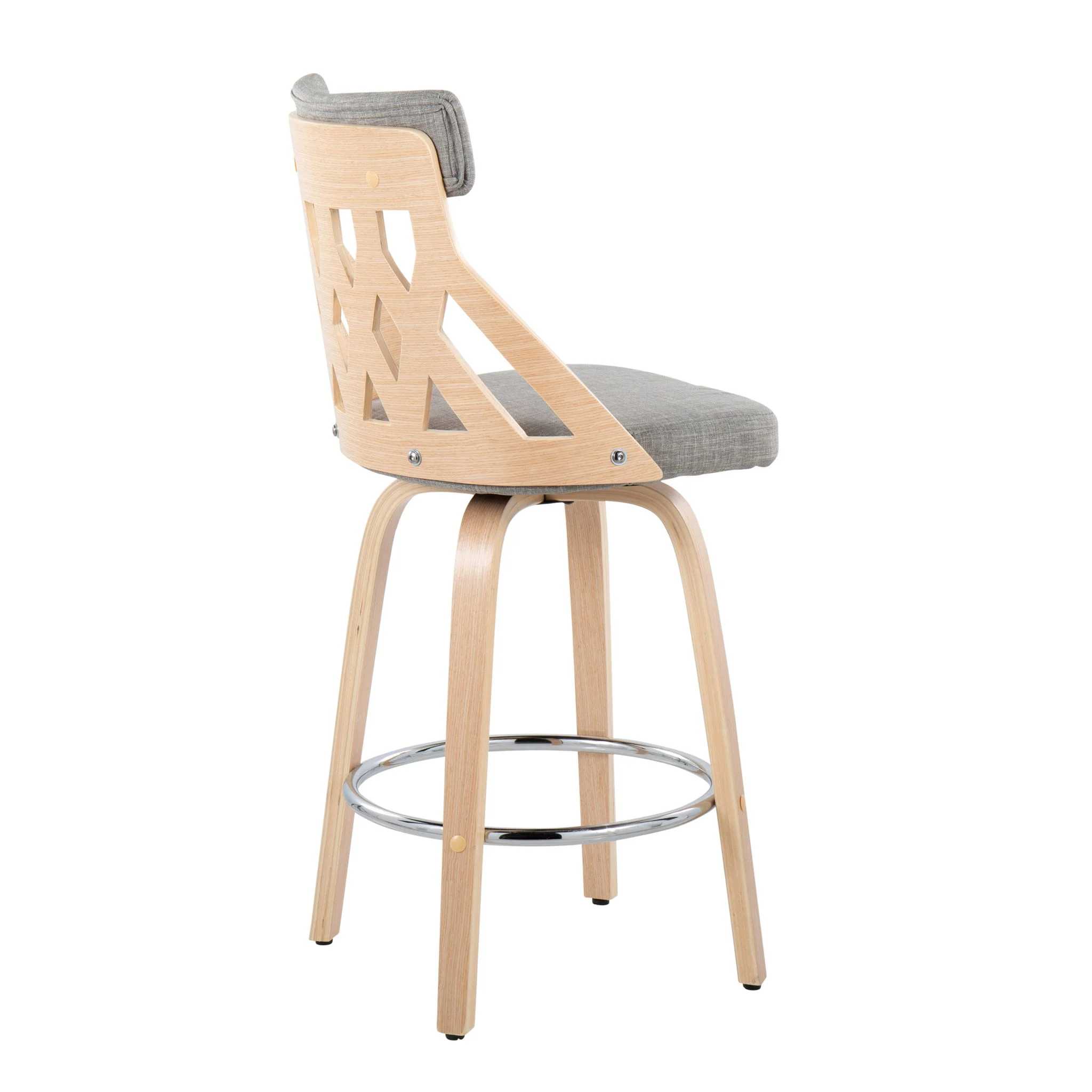 York - Mid-Century Modern Counter Stool - Natural / Light Gray - Image 2