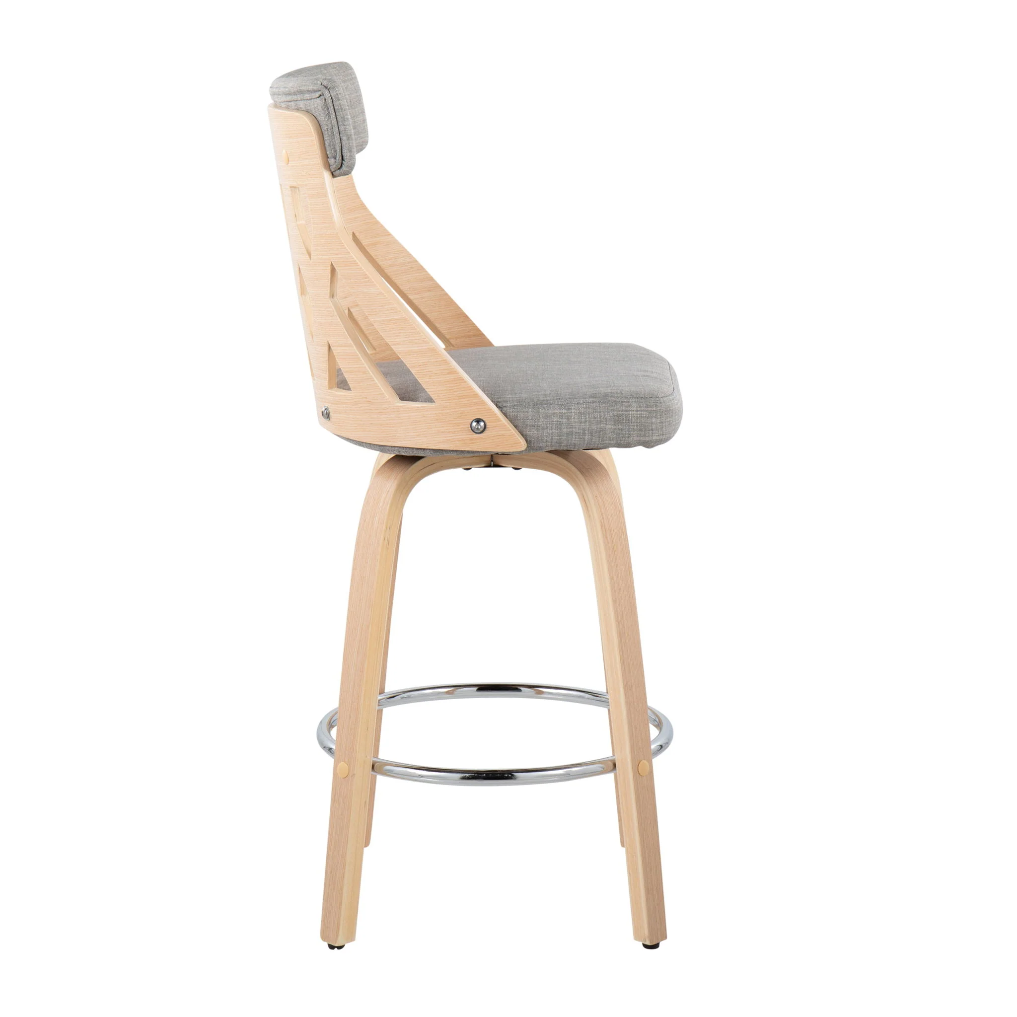 York - Mid-Century Modern Counter Stool - Natural / Light Gray - Image 3