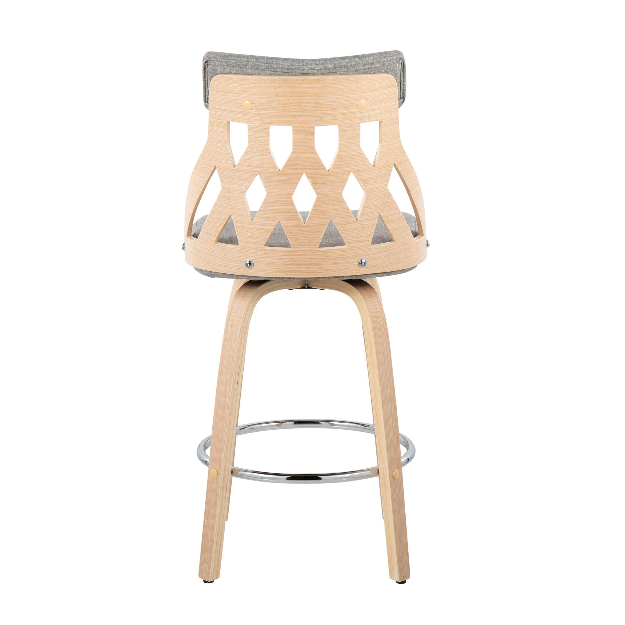 York - Mid-Century Modern Counter Stool - Natural / Light Gray - Image 4
