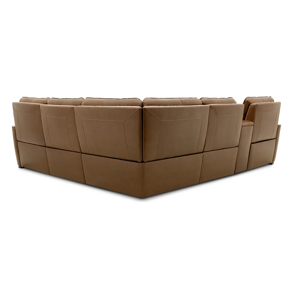 Moto Motion Zeppelin Honey Leather 6 Piece Power Reclining Sectional with Console Immersive Sound and Triple Power Motion - Image 9