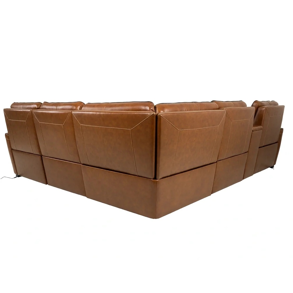 Moto Motion Zeppelin Honey Leather 7 Piece Power Reclining Sectional with Immersive Sound and Triple Power Motion - Image 5