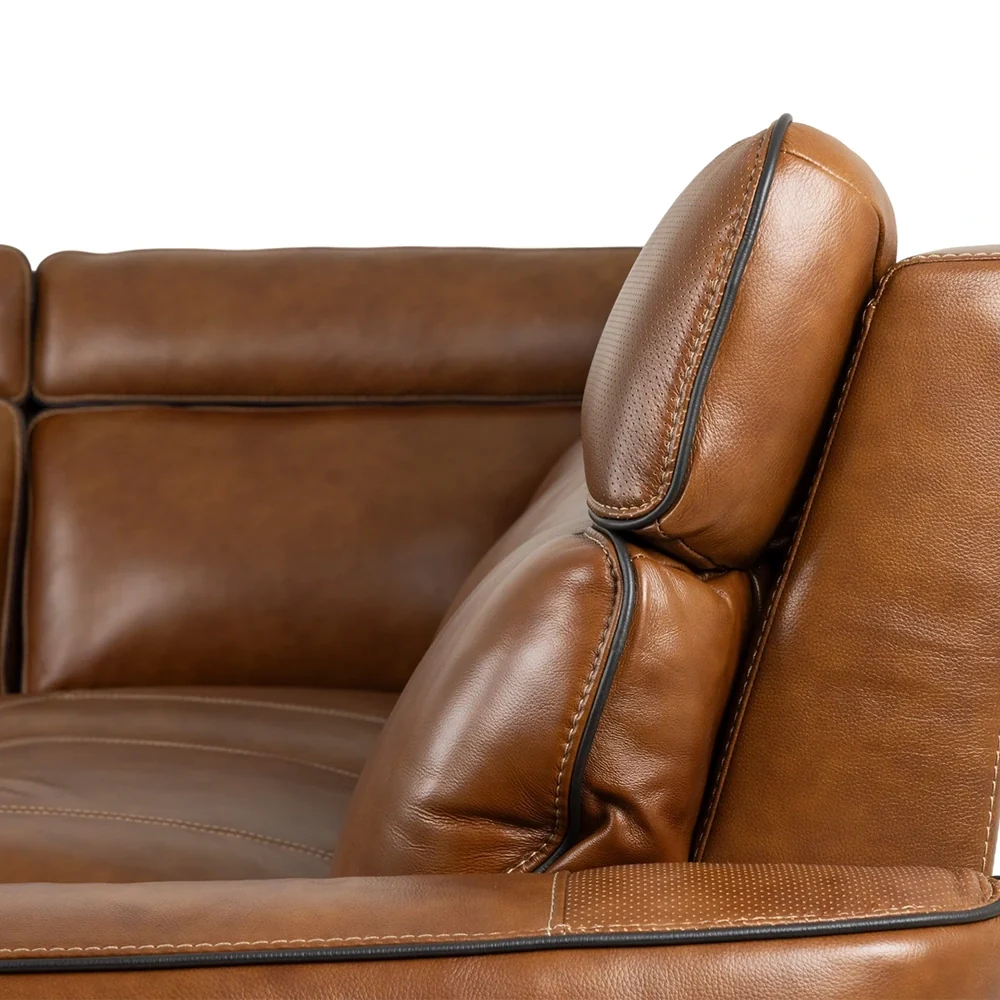 Moto Motion Zeppelin Honey Leather 7 Piece Power Reclining Sectional with Immersive Sound and Triple Power Motion - Image 8